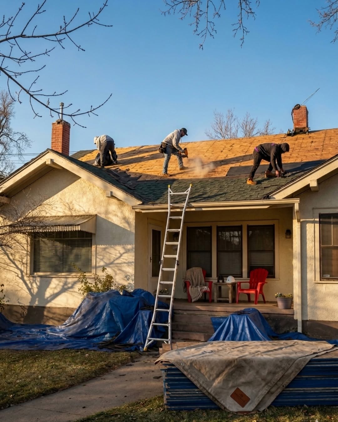 Licensed residential roof repair contractor fixing hail damage in Fort Collins, CO